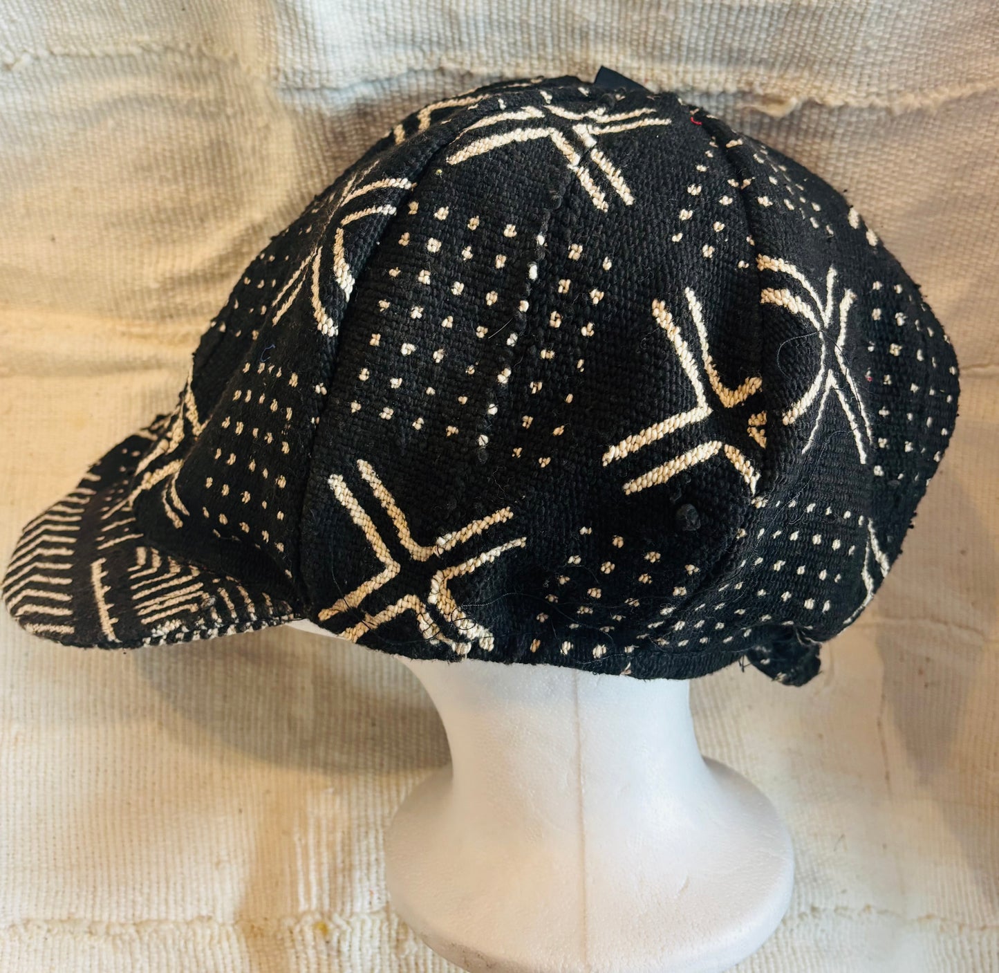 Black mudcloth hat