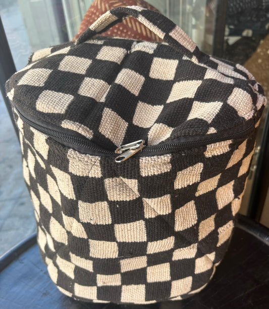 Checkered black and white bag