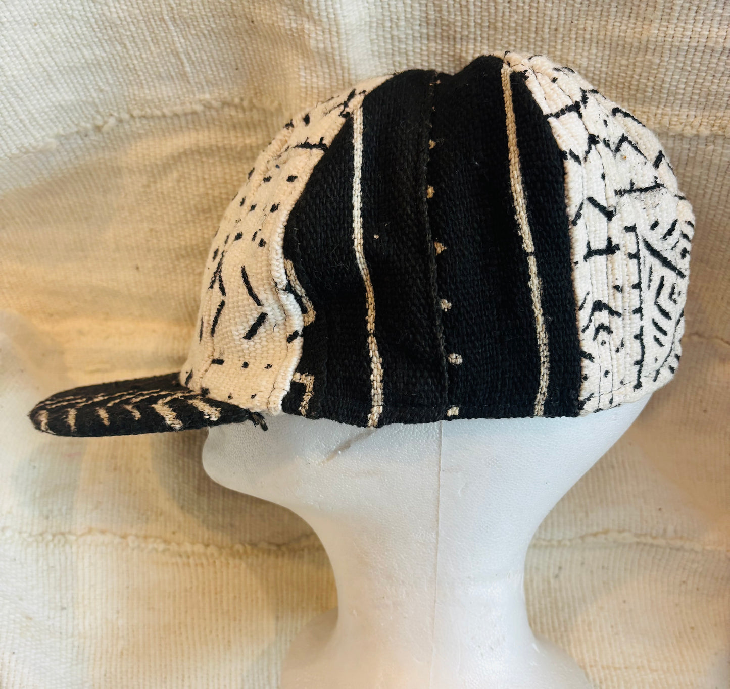 Black& white mudcloth cap