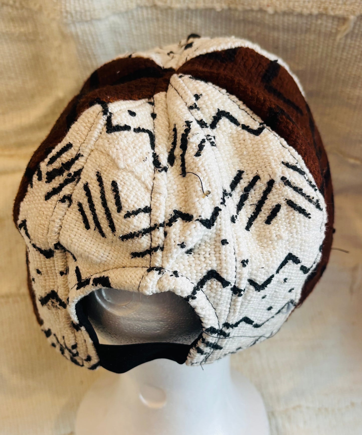 White, Black, Brown mudcloth cap