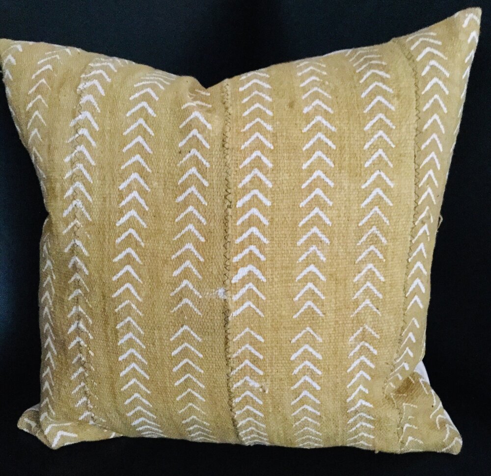 White Chevrons on Mustard Pillowcase