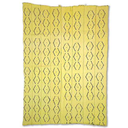 Black Serpent Lines on Yellow Mudcloth
