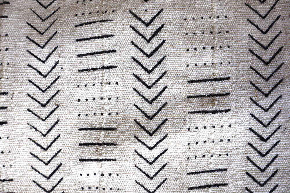 African White Mudcloth Chevrons Fabric