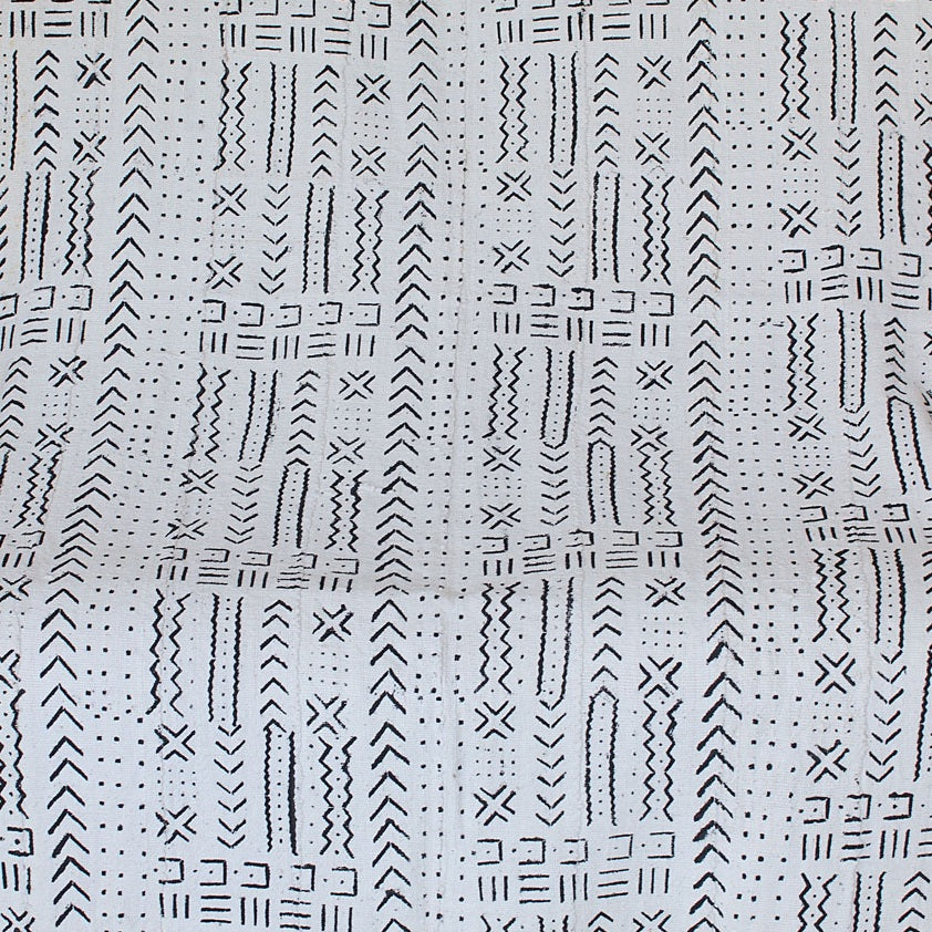 Bogolan White Mudcloth Fabric with Wrodo.