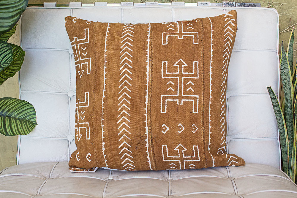 Kanaga on Large Deep Mustard Pillowcase
