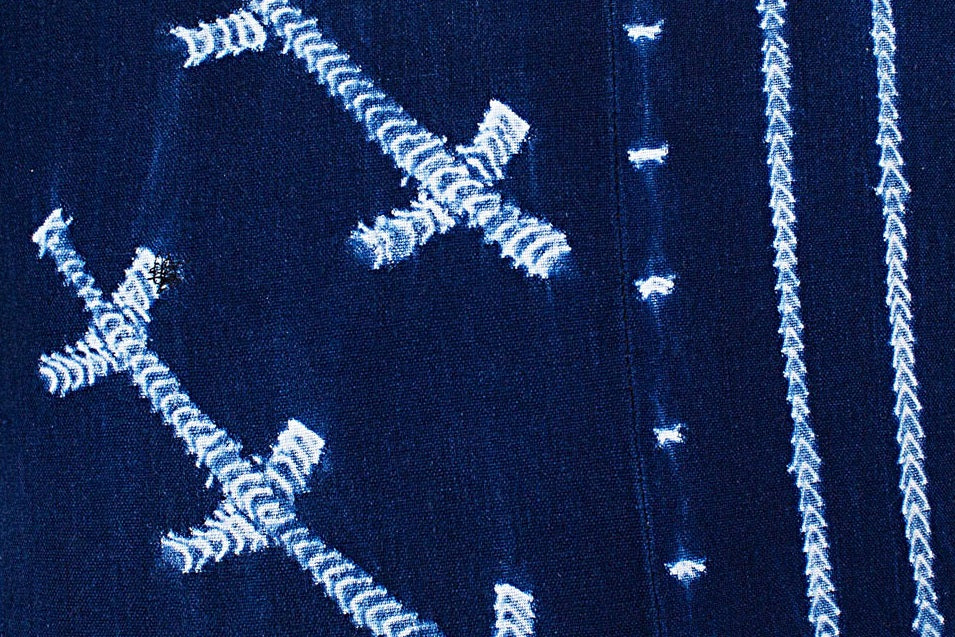 Stitches on Large Indigo Pillowcase
