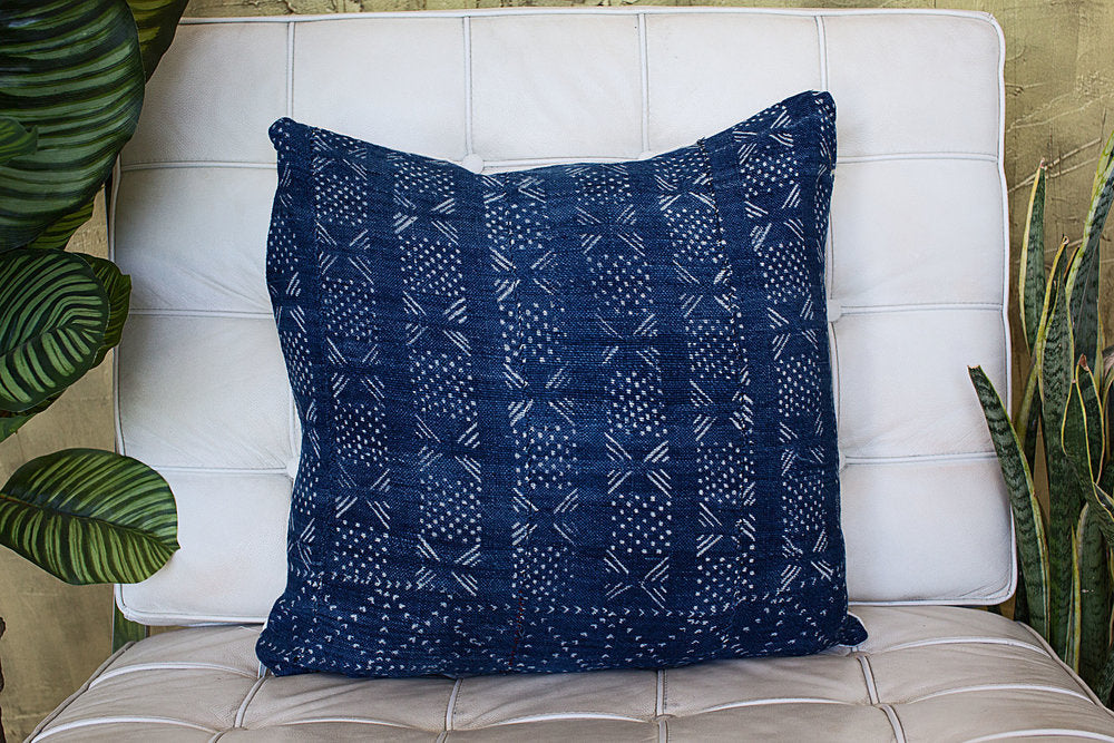 Fishtails and Dots on Large Indigo Pillowcase