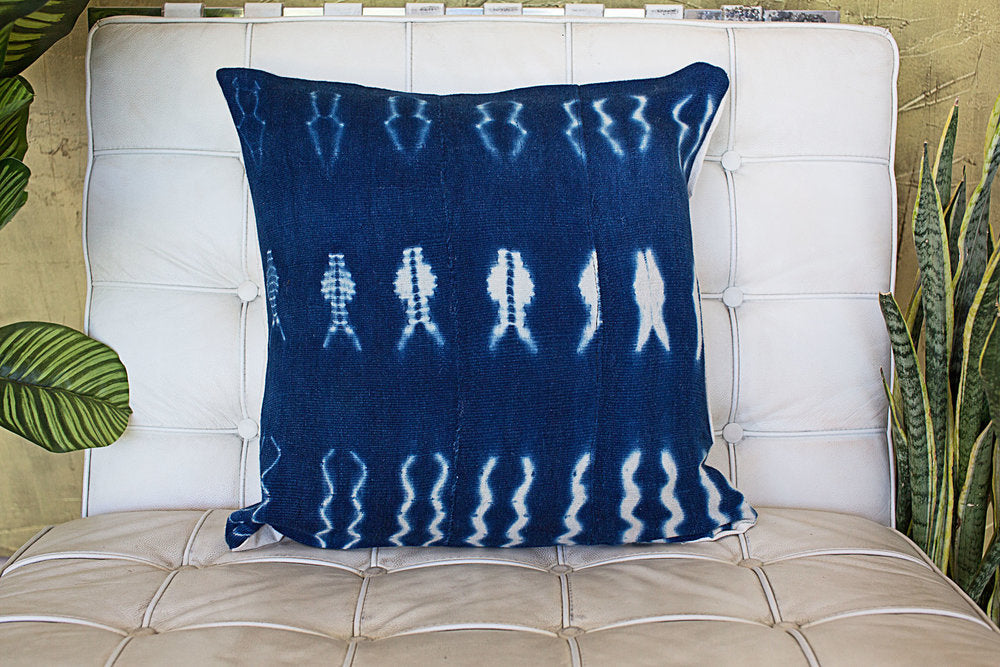 Fishes on Large Indigo Pillowcase