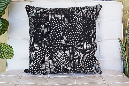Dotted Leaves on Large Black Pillowcase