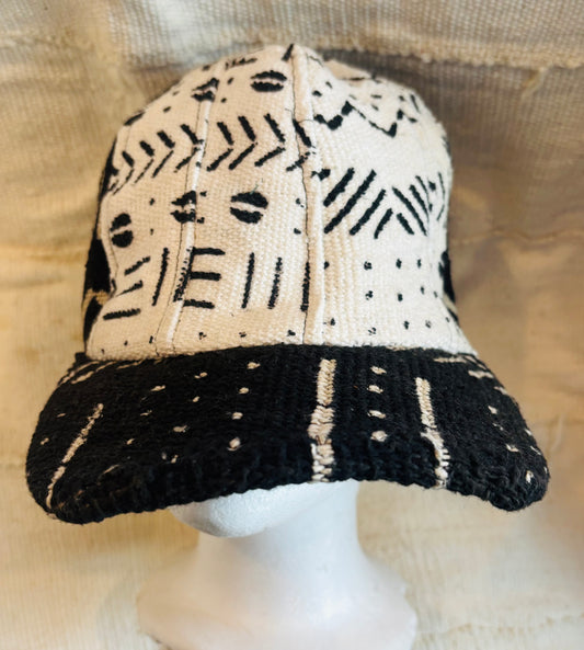 Black and white mudcloth cap #2