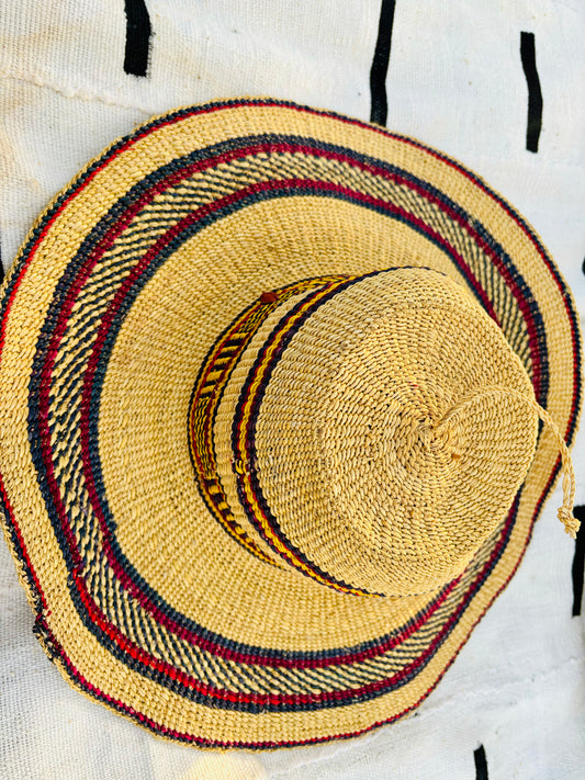 Red and Purple Stripe Straw Hat