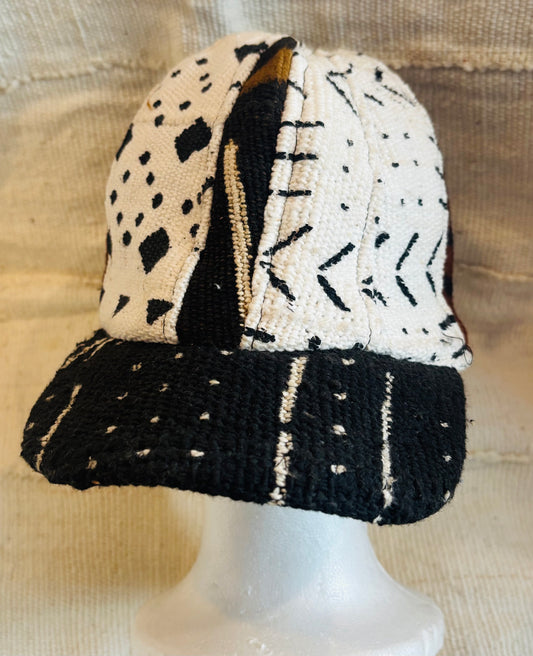 White, Black, Brown mudcloth cap