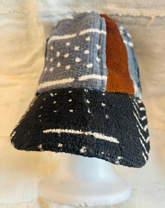 Black, Grey, Brown, Indigo mudcloth cap