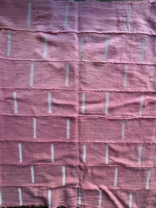 Baby Pink Mud Cloth With white Dashes Design