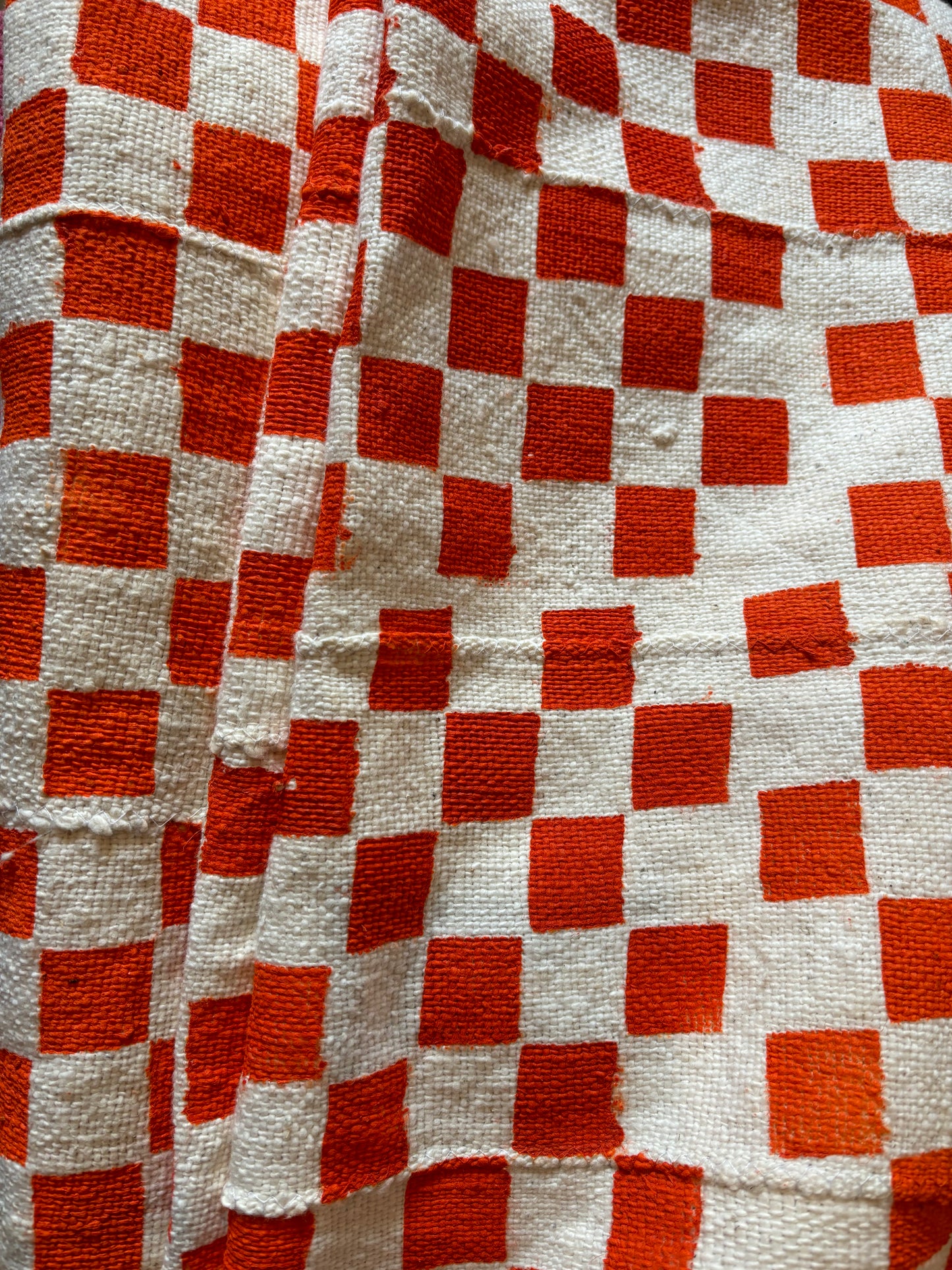 Checker Mudcloth Orange & white