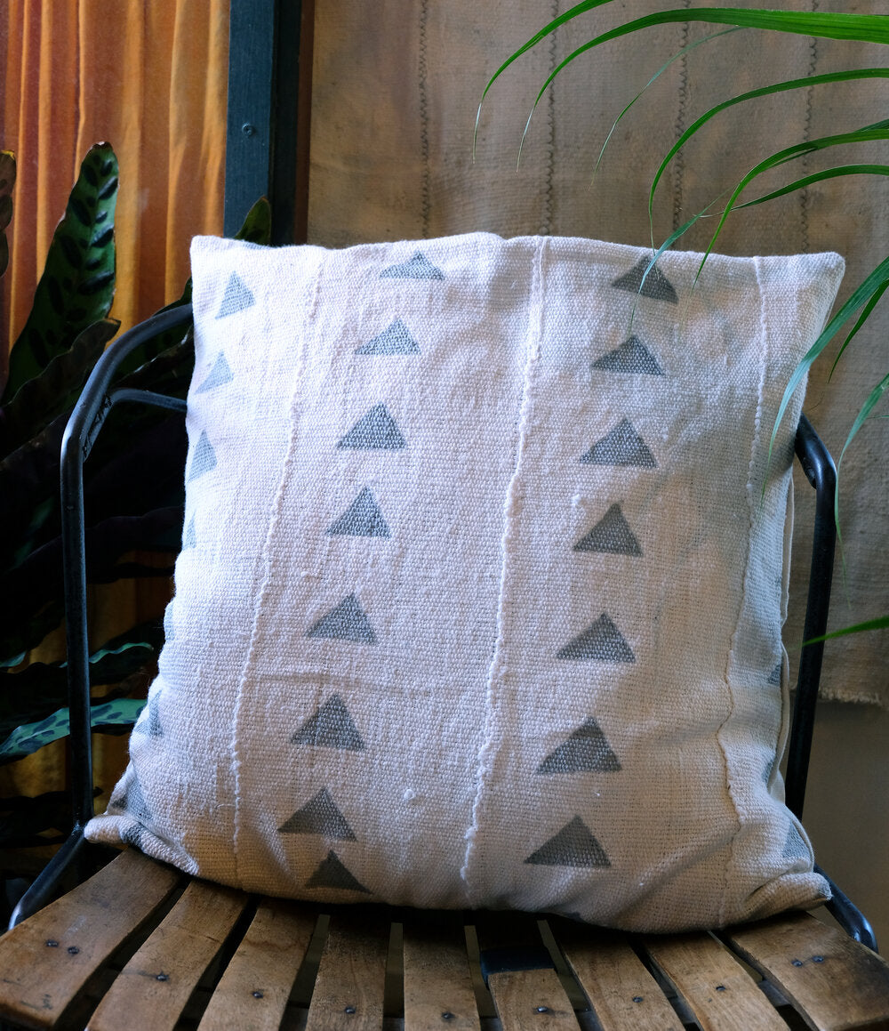 Grey Triangles on White Pillowcase