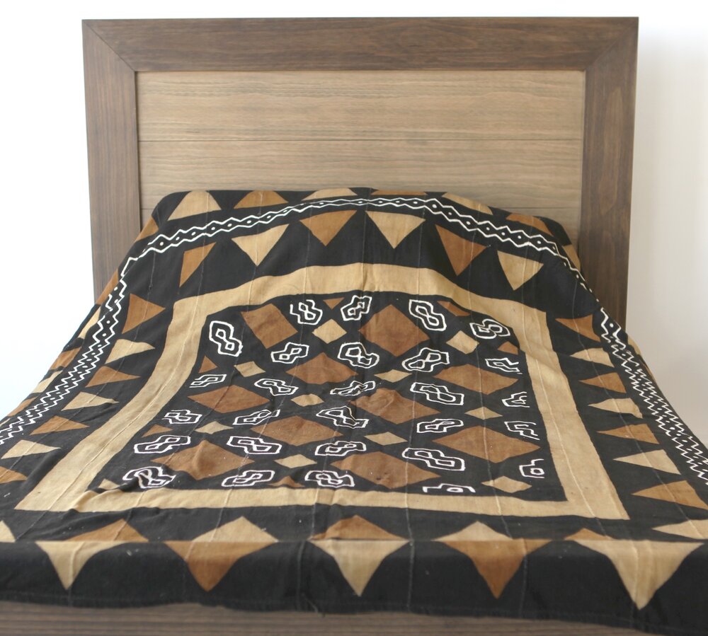 Queen Size Mali Mudcloth Fabric Blanket.