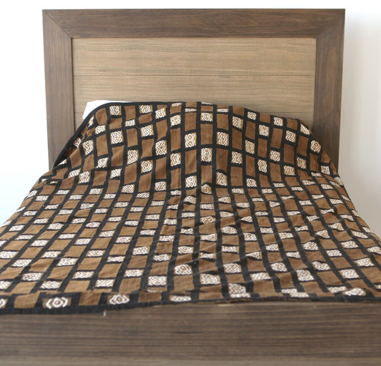 Queen Sized Blanket of Mali Mudcloth Fabric.