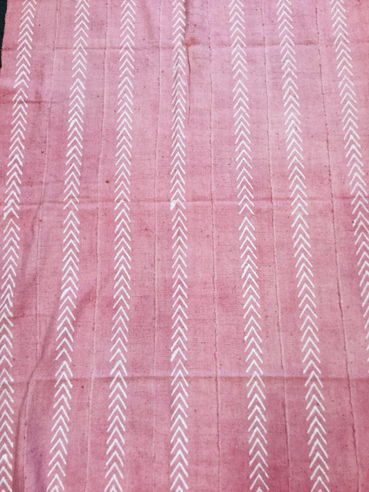 White Chevrons on Pink African Mudcloth.