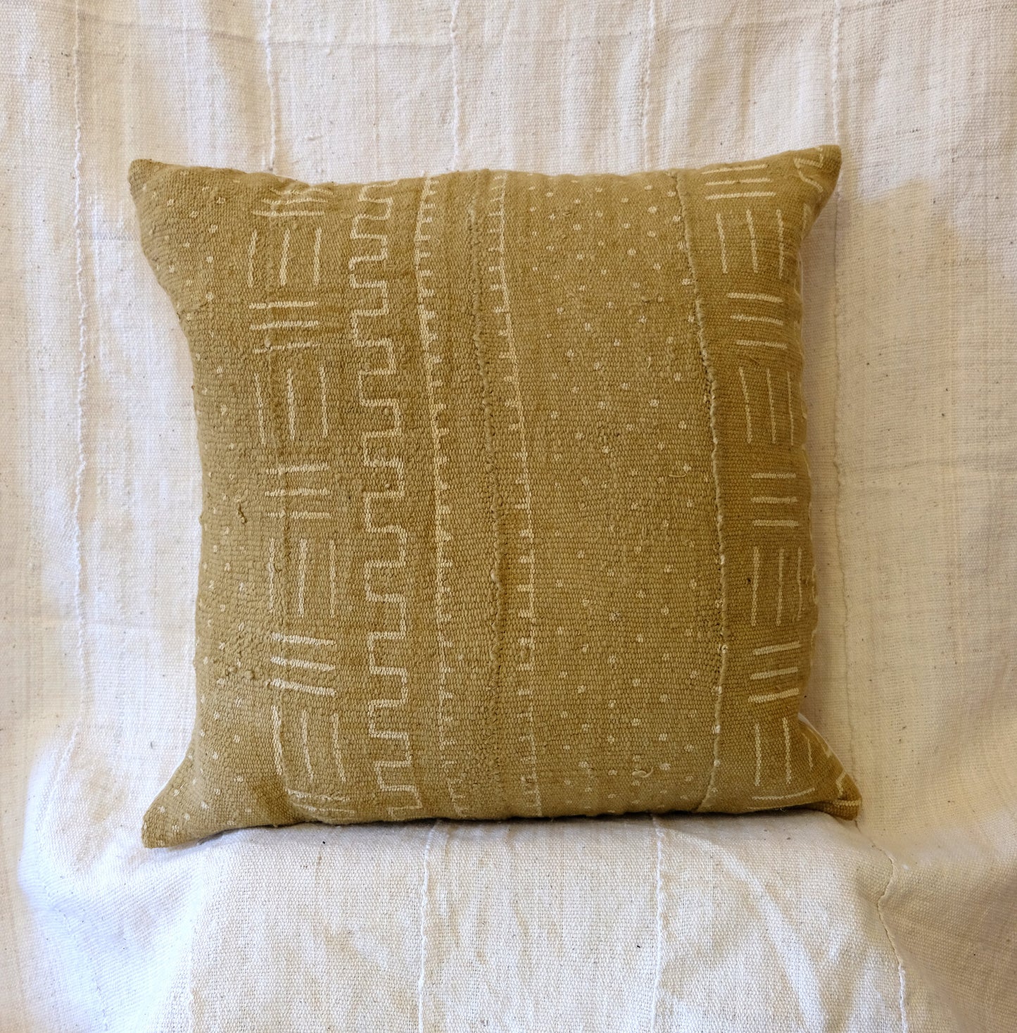 Dots x Squared Waves on Mustard Pillowcase