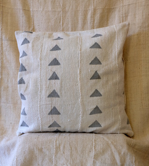 Grey Triangles on White Pillowcase