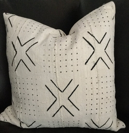 Large Crosses and Squared Dots on White Pillowcase