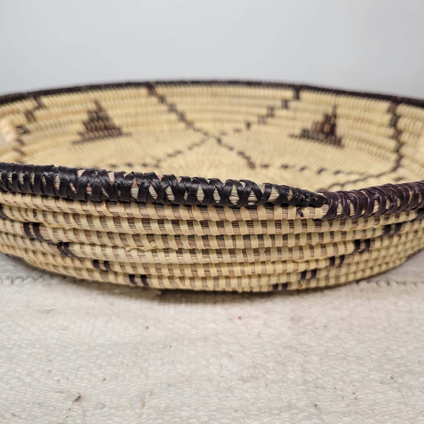 Flower Patterned Shallow Senegalese Basket