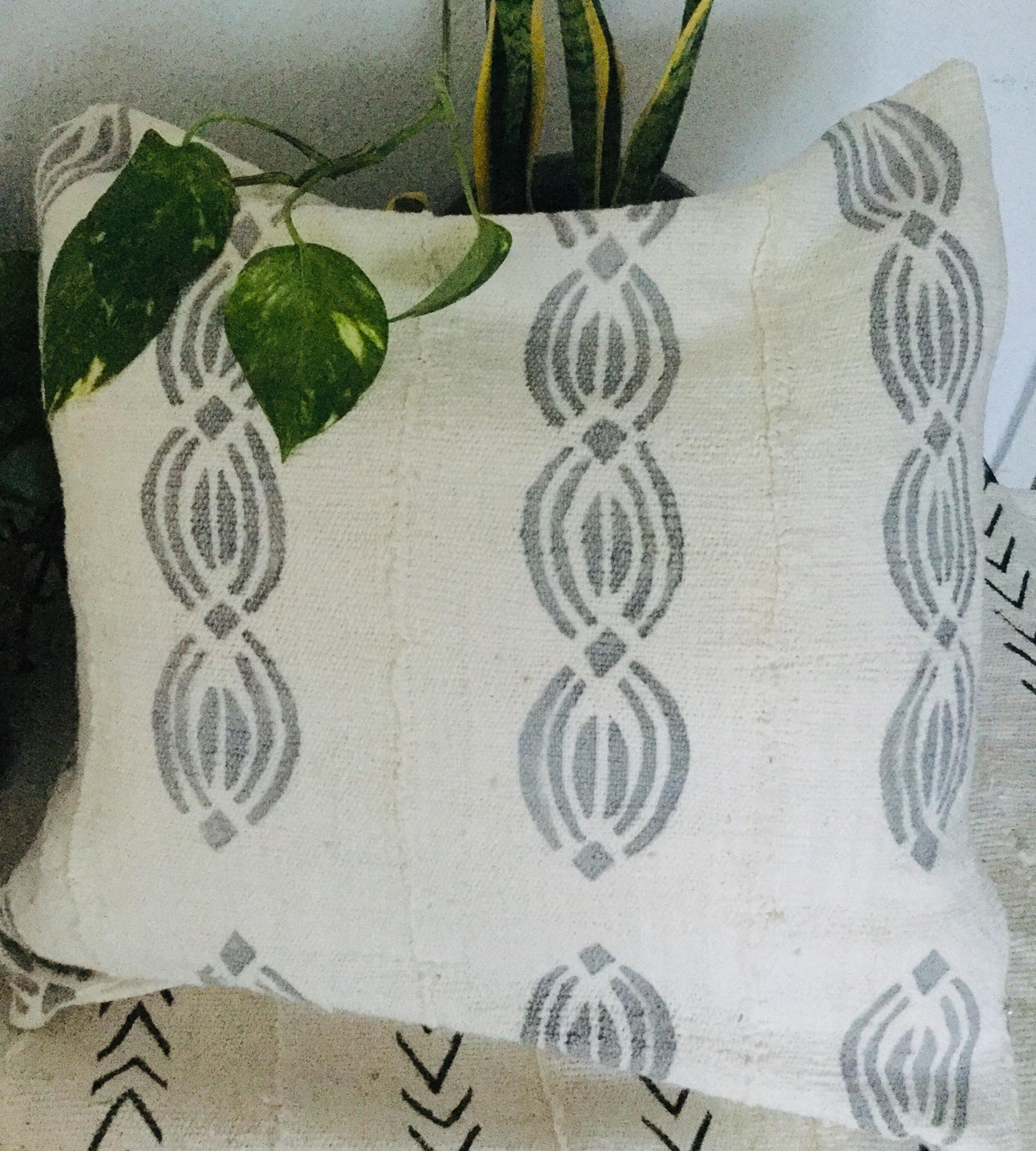 Grey Woven Lines on White Pillowcase