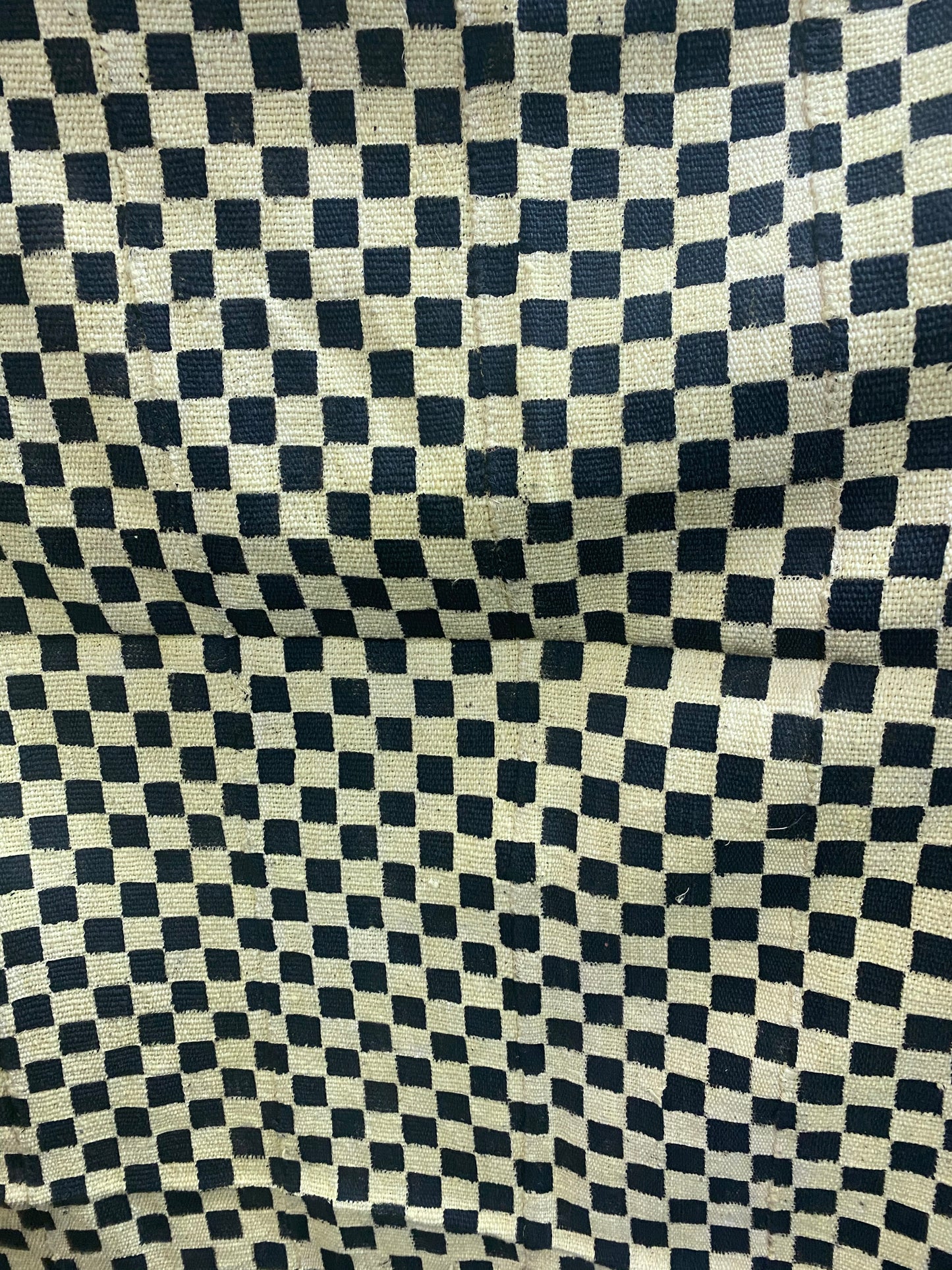 Black checkers on Yellow Mudcloth