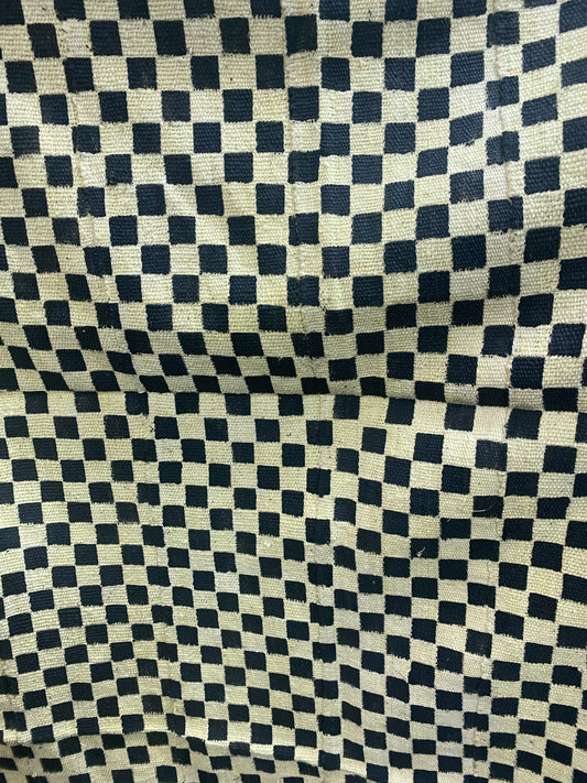 Black checkers on Yellow Mudcloth