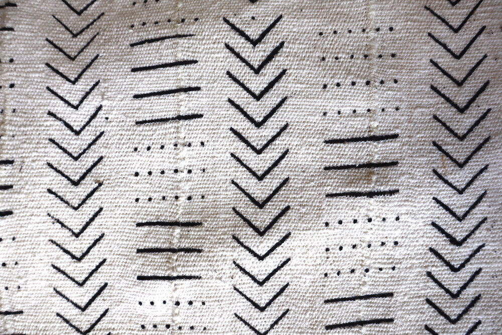 African White Mudcloth Chevrons Fabric