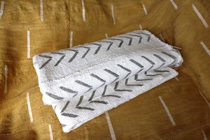 Bogolan White Mudcloth With Grey Chevrons.