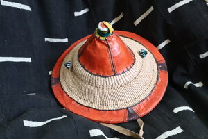 Large Fulani  Straw Hat Orange.