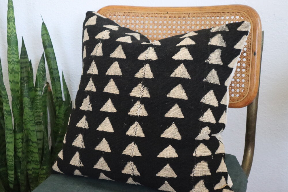 Triangles on Large Black Pillowcase