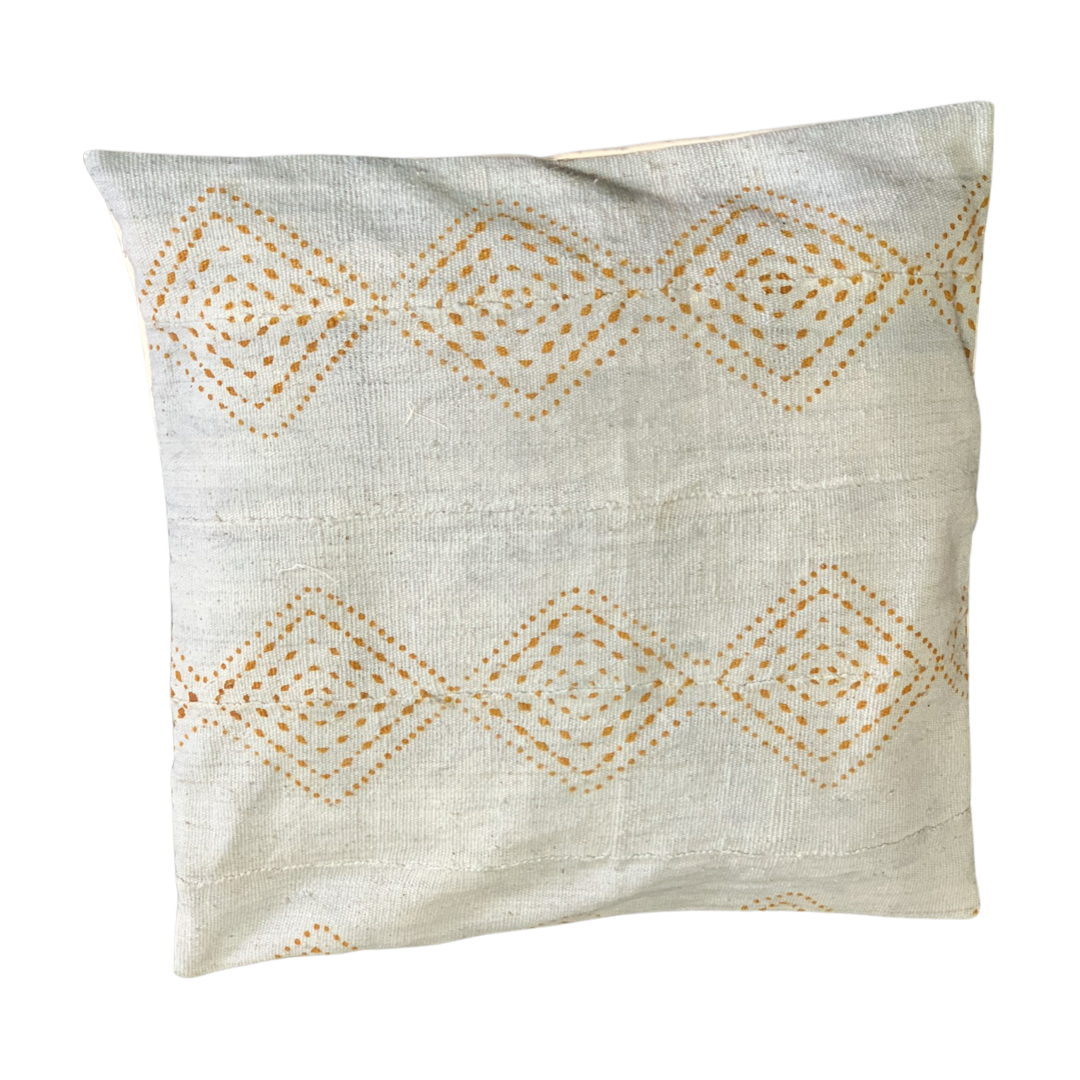 Brown Diamond on White Mudcloth Pillowcase