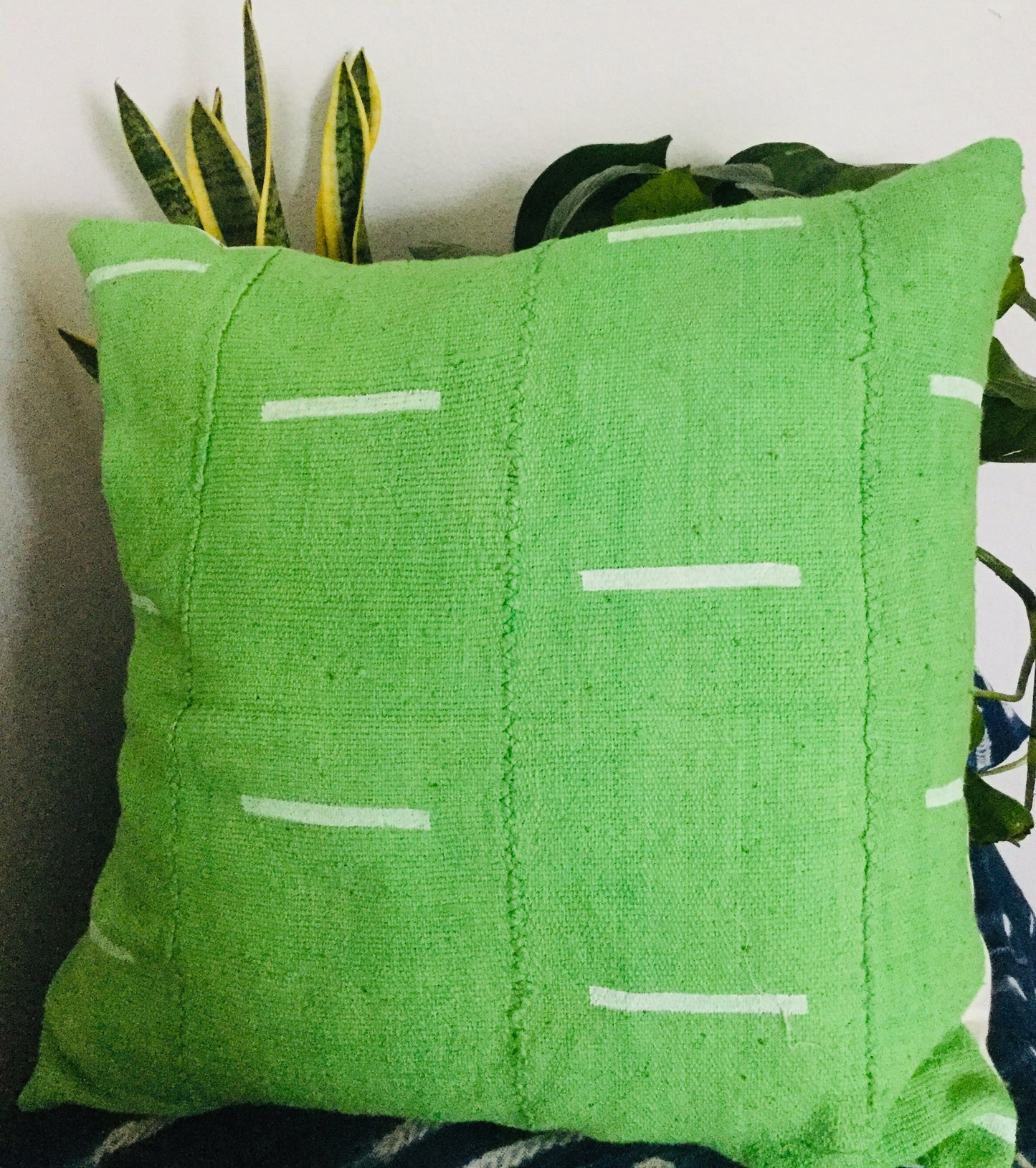 Single Lines on Lime Green Mudcloth Pillowcase.