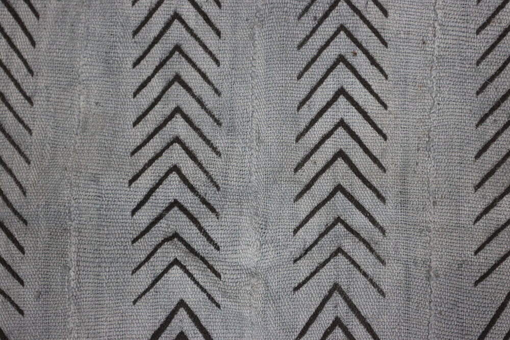 Larger Black Chevrons on Grey Mudcloth