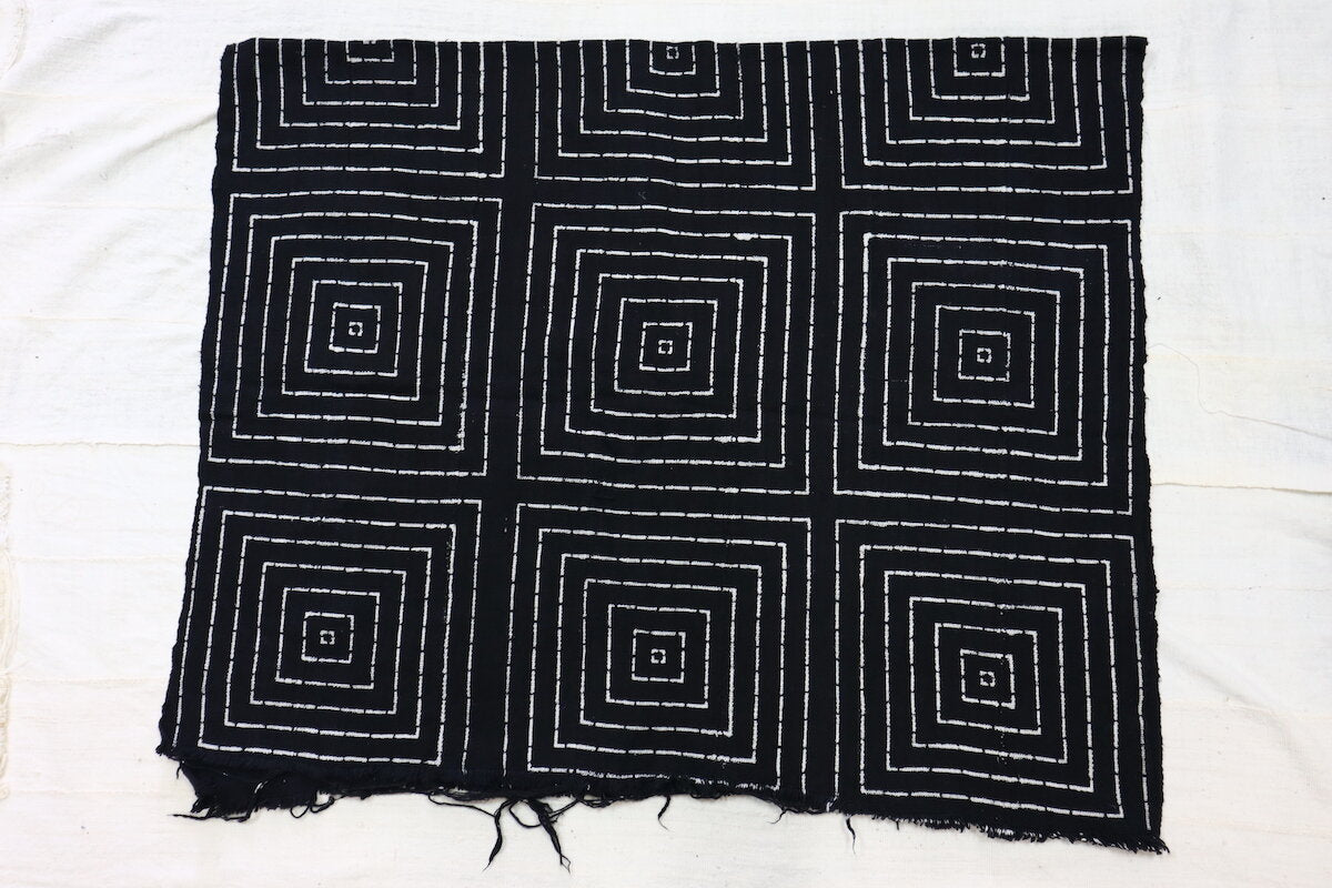 Navy Mali Mudcloth Concentric Square.