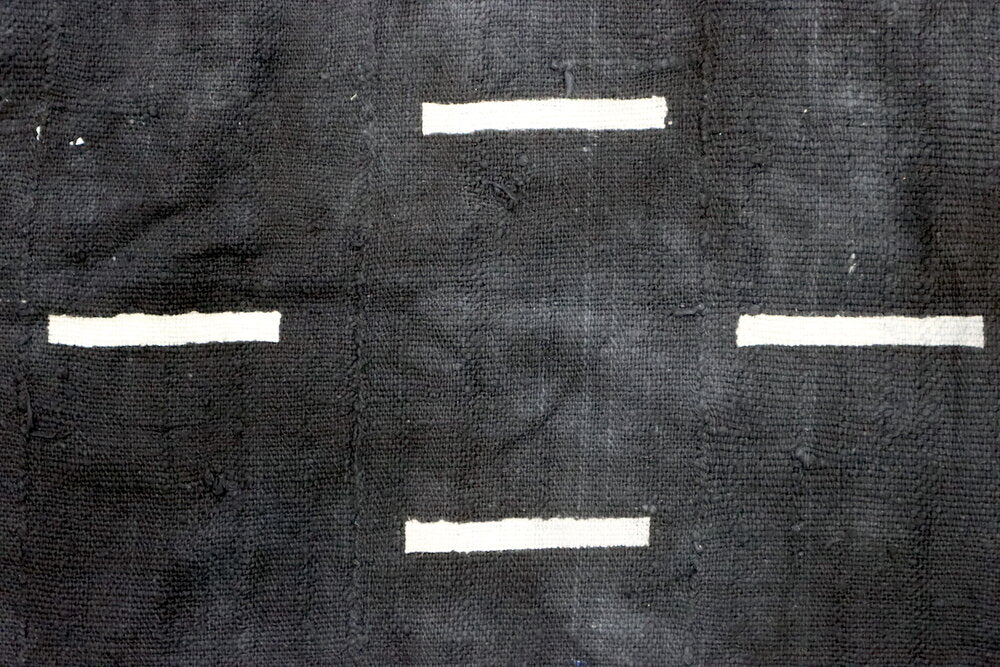 Dashes on Navy Mali Mudcloth Fabric.