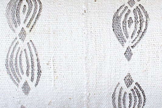 Loop Pattern on White Lumbar Mudcloth Pillow.