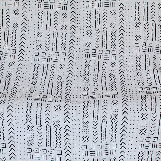 Bogolan White Mudcloth Fabric with Wrodo.