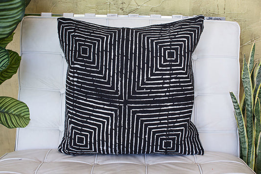 Large Geometric Squares on Large Black Pillowcase
