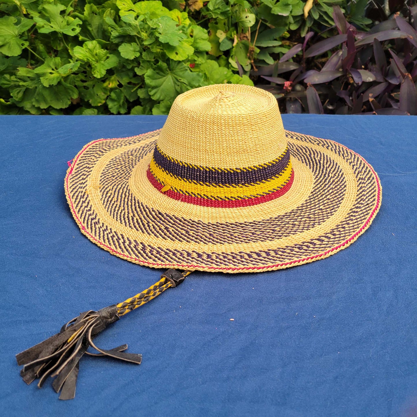 Purple Brim with Yellow and Red Straw Hat