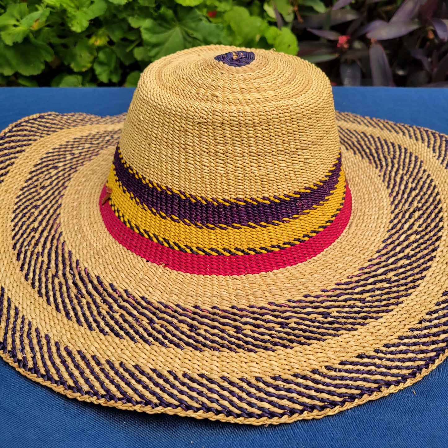 Purple Brim with Yellow and Pink Accents Straw Hat