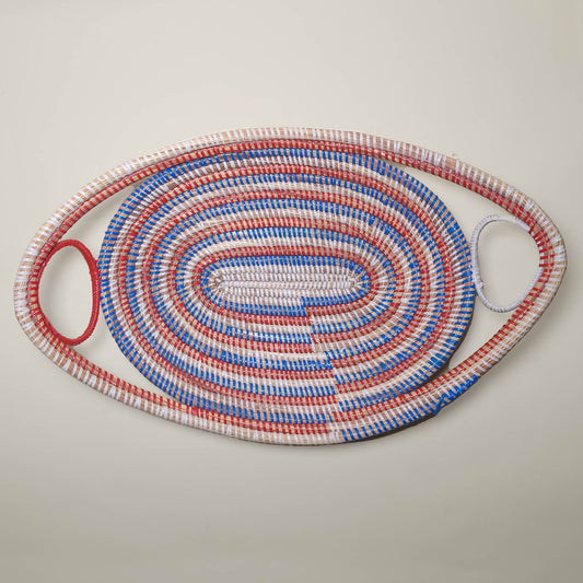 Red and Blue Striped Senegalese Basket