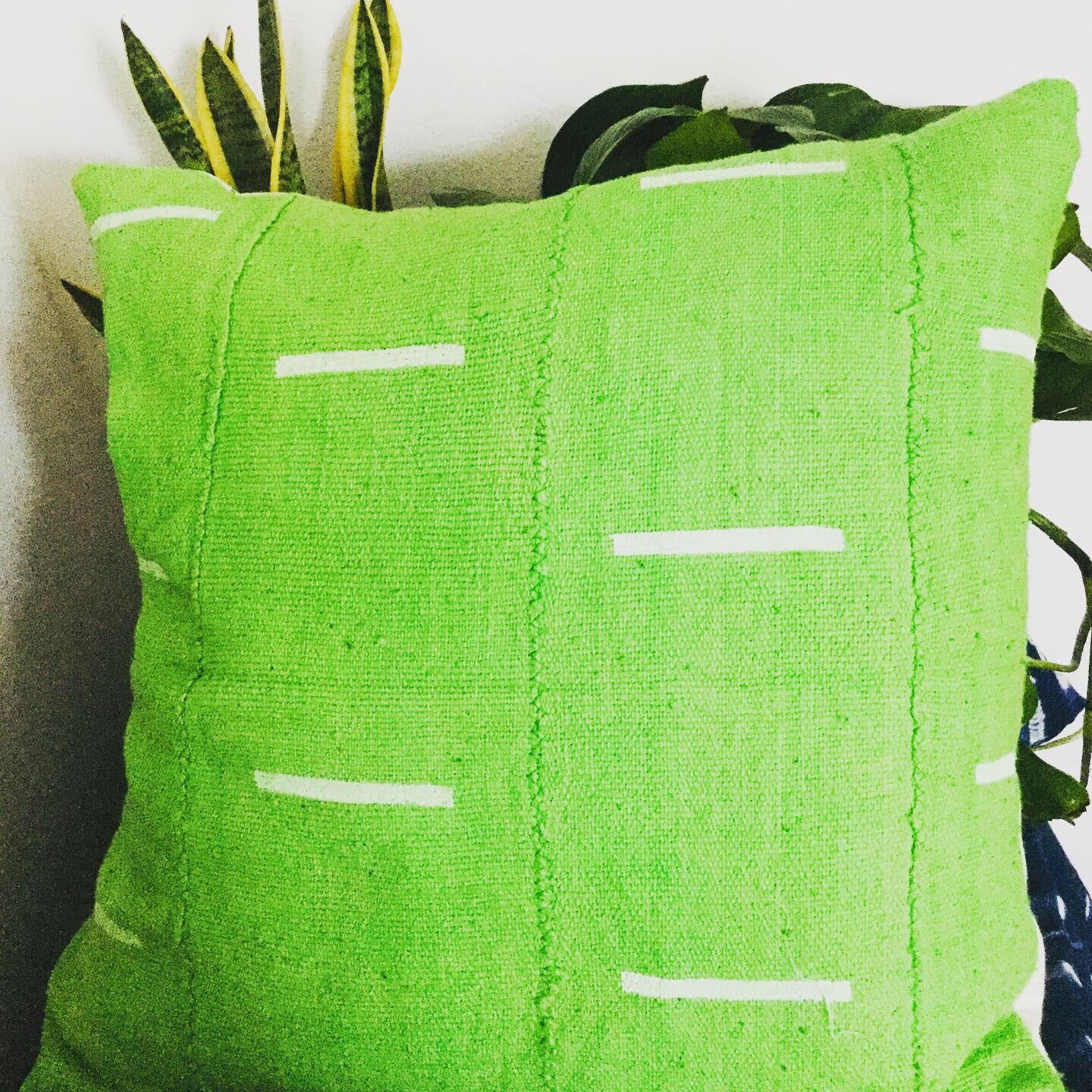 White Dashes on Green Pillowcase