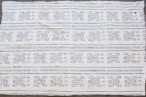 African White Mudcloth Fabric Kanaga.