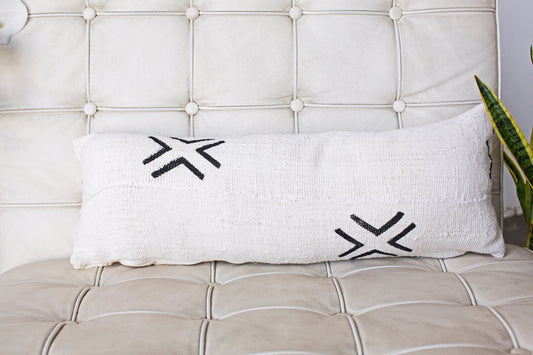 Large Crosses on White Mali Mudcloth Fabric.