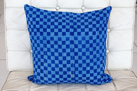 CHECKERS ON BLUE PILLOWCASE