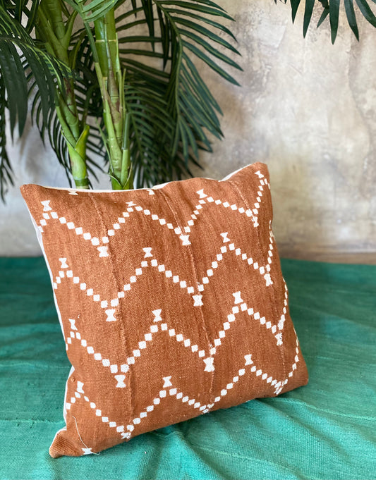 Ornate ZigZags on Rust Pillowcase